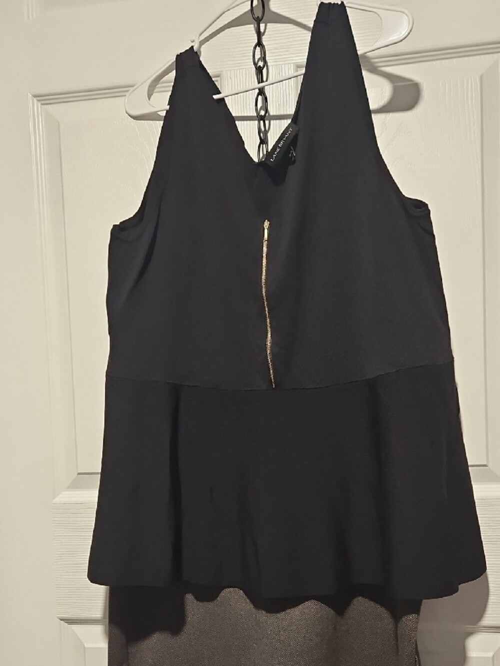 Lane Bryant Black Peplum Tank with Gold Zip - Picture 2 of 5